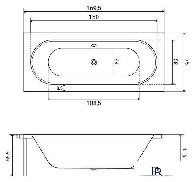 Ванна Lauter Ava 170 21208070 (с ножками и серым подголовником) - Изображение №29 — Интернет-магазин ПроЗаказ
