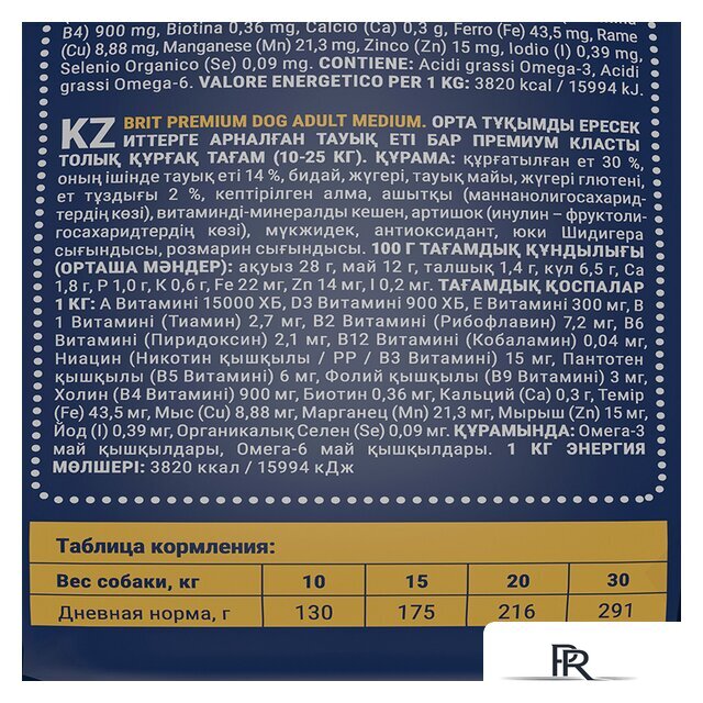 Сухой корм для собак Brit Premium Dog Adult Medium курица 15 кг - Изображение №2 — Интернет-магазин ПроЗаказ