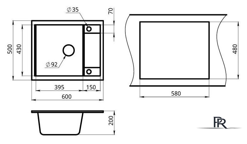 Кухонная мойка Granula GR-6002 (турмалин) - Изображение №4 — Интернет-магазин ПроЗаказ