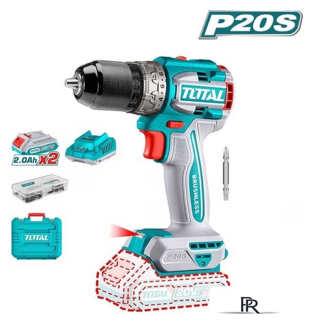 Дрель-шуруповерт Total TDLI20602 (с 2-мя АКБ, кейс, оснастка) - Изображение №1 — Интернет-магазин ПроЗаказ