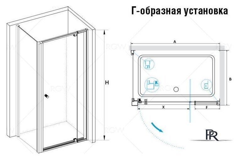 Душевой уголок RGW PA-32 (PA-02 + Z-050-1) 41083200-011 100x100 (хром/прозрачное стекло) - Изображение №2 — Интернет-магазин ПроЗаказ