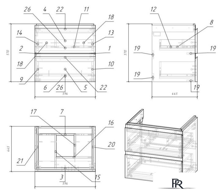  Cersanit Тумба Moduo 60 SZ-MOD-MO60/Wh под умывальник Moduo 60 - Изображение №4 — Интернет-магазин ПроЗаказ