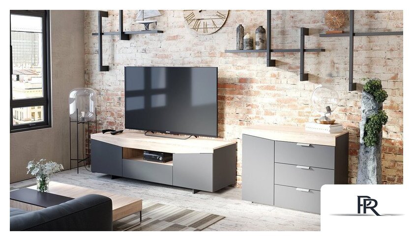 Тумба Трия ТВ тип 1 (дуб сонома/графит серый) - Изображение №2 — Интернет-магазин ПроЗаказ