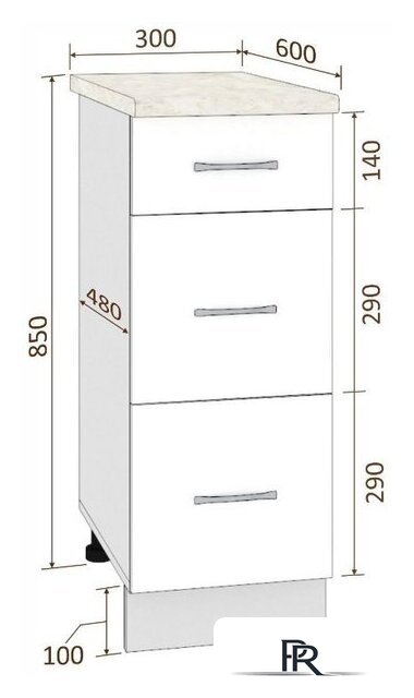 Шкаф напольный Кортекс-мебель Корнелия Лира НШ30р3ш (дуб сонома-марсель) - Изображение №5 — Интернет-магазин ПроЗаказ