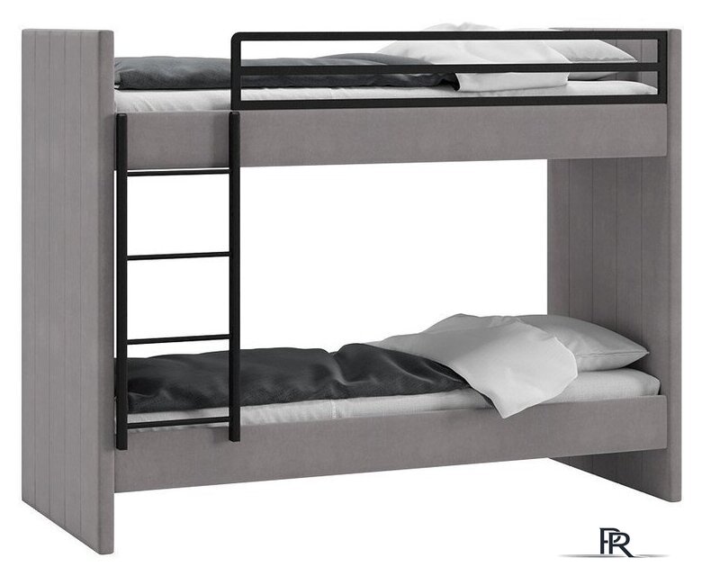 Двухъярусная кровать Трия Дарси с мягкой обивкой (велюр светло-серый) - Изображение №2 — Интернет-магазин ПроЗаказ