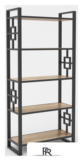 Стеллаж Hype Mebel Квадро 80x200 (черный/древесина белая) - Изображение №1 — Интернет-магазин ПроЗаказ