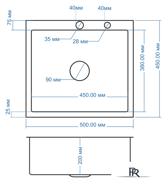 Кухонная мойка Avina HM5045 PVD (графит) - Изображение №4 — Интернет-магазин ПроЗаказ