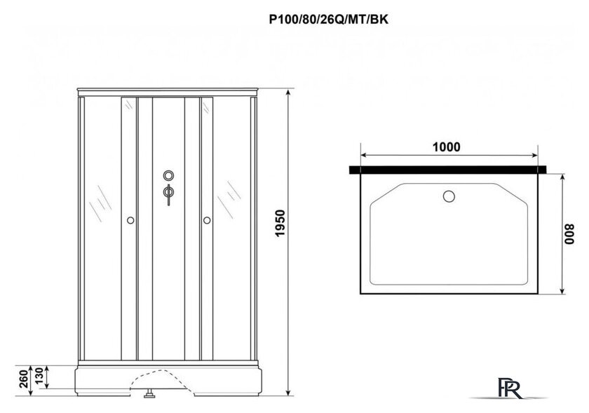 Душевая кабина Niagara Promo P100/80/26Q/MT/BK 100x80x215 - Изображение №9 — Интернет-магазин ПроЗаказ