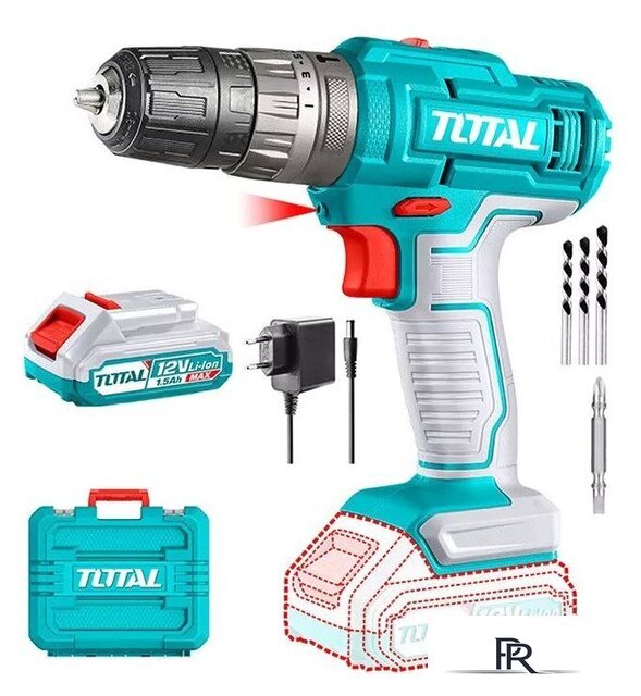 Дрель-шуруповерт Total TIDLI1228 (с 1-м АКБ, кейс, оснастка) - Изображение №1 — Интернет-магазин ПроЗаказ