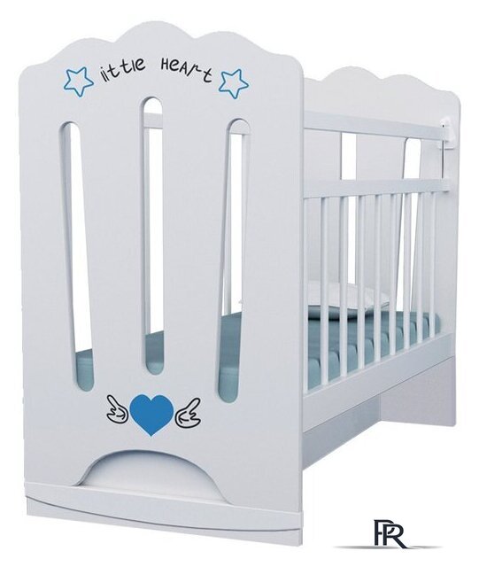 Классическая детская кроватка VDK Little Heart колесо-качалка с маятником (белый) - Изображение №1 — Интернет-магазин ПроЗаказ