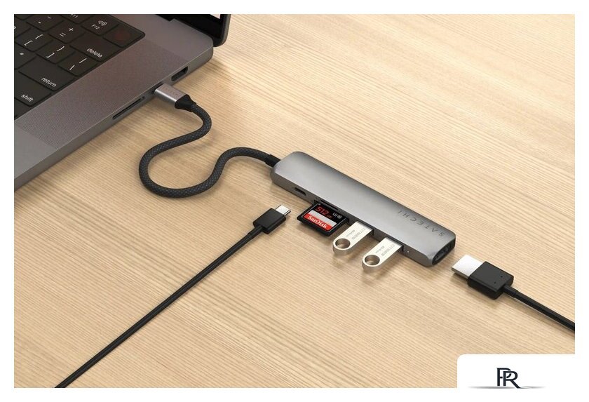 Док-станция Satechi 6-in-1 USB-C Slim Multiport Adapter ST-P6SM (серый) - Изображение №4 — Интернет-магазин ПроЗаказ