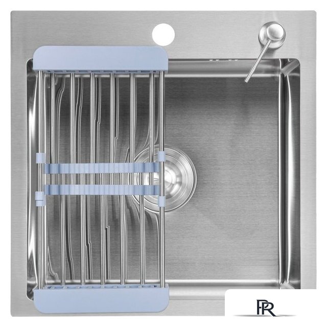 Кухонная мойка Saniteco 4848 + Spike F9S07000 (хром, с сифоном, дозатором и коландером) - Изображение №3 — Интернет-магазин ПроЗаказ