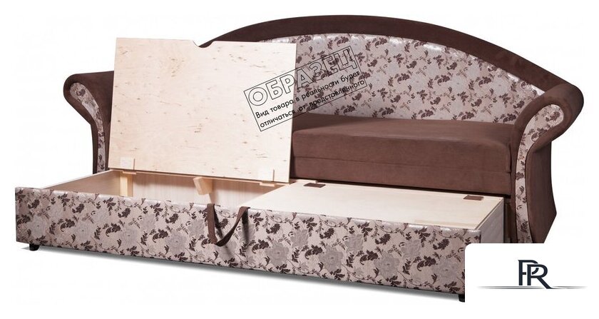 Диван Анмикс Риччи (темно-коричневый, велюр/принт инкас) - Изображение №6 — Интернет-магазин ПроЗаказ
