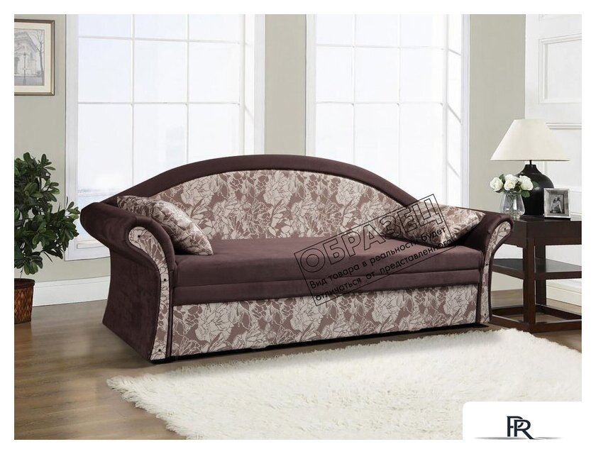 Диван Анмикс Риччи (темно-коричневый, велюр/принт инкас) - Изображение №5 — Интернет-магазин ПроЗаказ