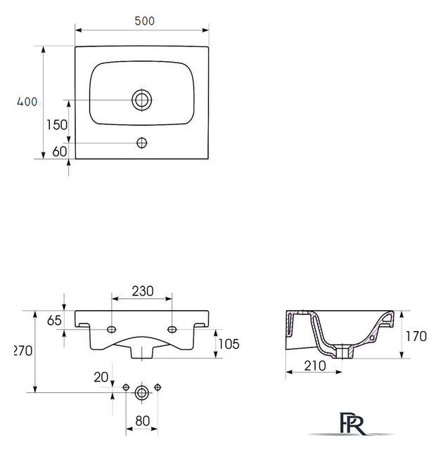 Умывальник Cersanit Moduo 50 UM-MOD50/1 - Изображение №4 — Интернет-магазин ПроЗаказ