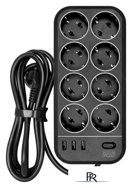 Сетевой фильтр Powercom SP-08 USB03AB (1.8 м, 8 розеток, черный) - Изображение №1 — Интернет-магазин ПроЗаказ