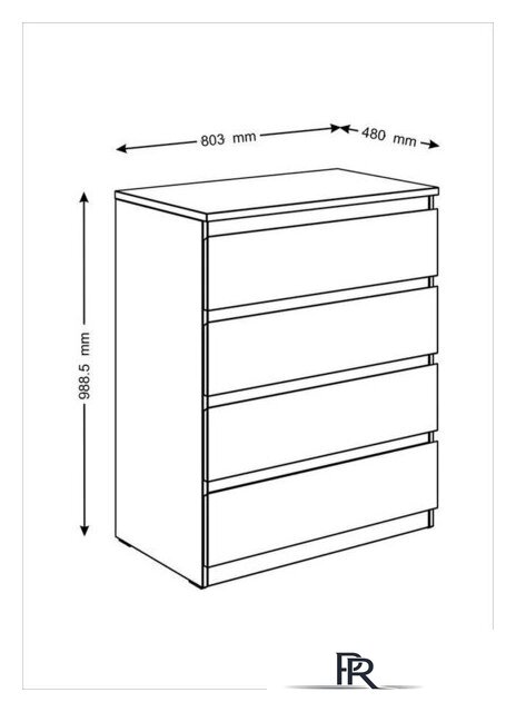 Комод Mio Tesoro Мальта 4 ящика 80x99 2.05.02.070.3 (дуб сонома) - Изображение №4 — Интернет-магазин ПроЗаказ