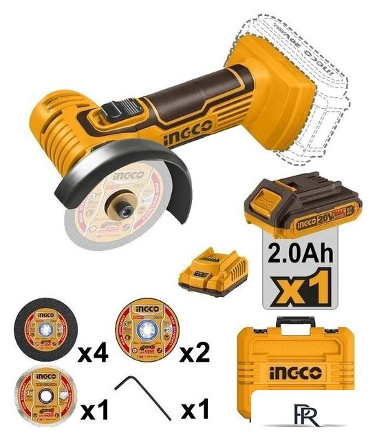 Угловая шлифмашина Ingco CAGLI76012 (с 1-им АКБ, кейс) - Изображение №2 — Интернет-магазин ПроЗаказ