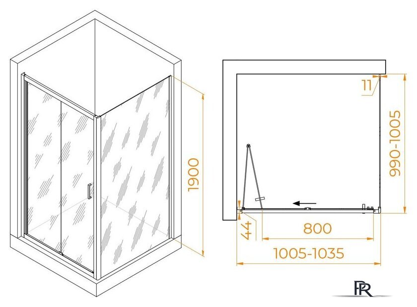 Душевой уголок RGW PA-132B (PA-21B+Z-050-5B) 060813200-14 100x100 (черный/прозрачное стекло) - Изображение №2 — Интернет-магазин ПроЗаказ