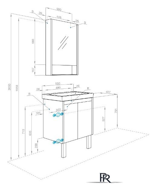  Акватон Тумба под умывальник Сканди Doors 55 1A278801SDB20 (белый/дуб верона) - Изображение №9 — Интернет-магазин ПроЗаказ