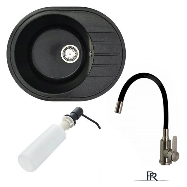 Кухонная мойка БелЭворс New Lux L + смеситель W74004-2 + дозатор L405F (черный) - Изображение №1 — Интернет-магазин ПроЗаказ