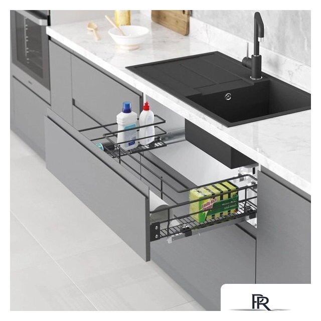 Корзина выдвижная Starax S-2354-A 90 (крепление на фасаде, антрацит) - Изображение №2 — Интернет-магазин ПроЗаказ