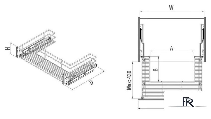 Корзина выдвижная Starax S-2354-A 90 (крепление на фасаде, антрацит) - Изображение №3 — Интернет-магазин ПроЗаказ