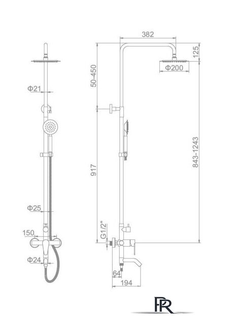 Душевая система  Ledeme L72402 - Изображение №6 — Интернет-магазин ПроЗаказ