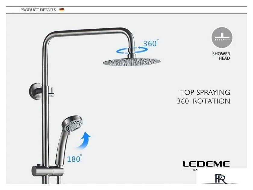 Душевая система  Ledeme L72402 - Изображение №5 — Интернет-магазин ПроЗаказ