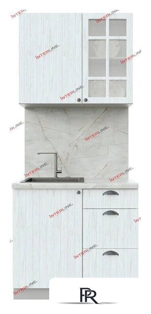 Готовая кухня Интерлиния Берес 0.9А (дуб полярный/дуб полярный/серый каспий) - Изображение №1 — Интернет-магазин ПроЗаказ