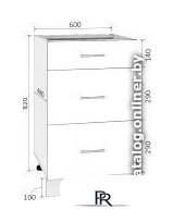 Шкаф напольный Кортекс-мебель Корнелия Лира НШ60р3ш без столешницы (дуб сонома) - Изображение №3 — Интернет-магазин ПроЗаказ