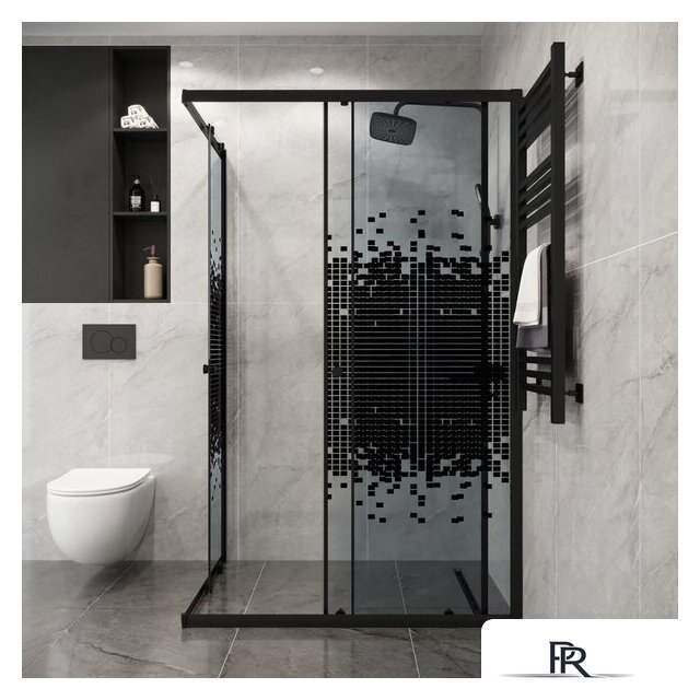 Душевой уголок Niagara Eco NG-1018-14QBLACK 100x80x190 (черный/стекло мозаика) - Изображение №4 — Интернет-магазин ПроЗаказ