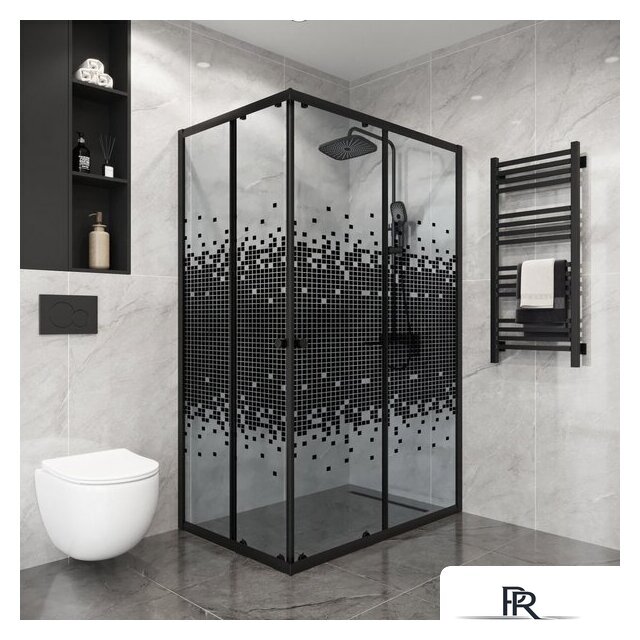 Душевой уголок Niagara Eco NG-1018-14QBLACK 100x80x190 (черный/стекло мозаика) - Изображение №3 — Интернет-магазин ПроЗаказ