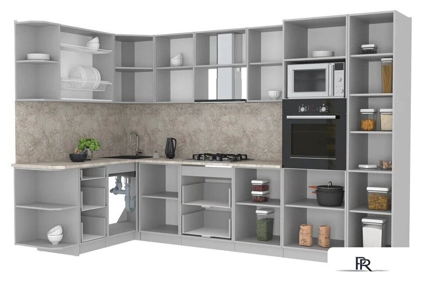 Готовая кухня Интерлиния Мила Лайт 1.68x3.2 левая (бетон/антрацит/травертин) - Изображение №2 — Интернет-магазин ПроЗаказ