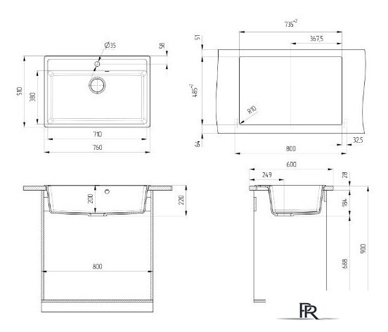 Кухонная мойка Ulgran U-600 (344 ультра-черный) - Изображение №3 — Интернет-магазин ПроЗаказ
