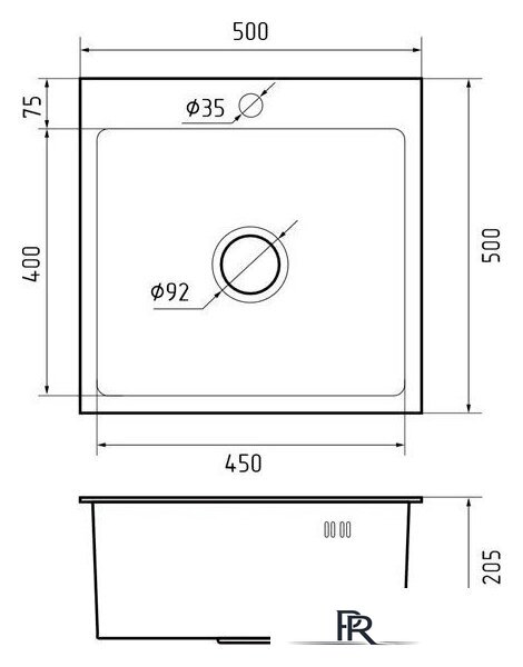 Кухонная мойка GranFest Metal нержавеющая сталь AISI 304 GF-5050 (с сифоном) - Изображение №4 — Интернет-магазин ПроЗаказ