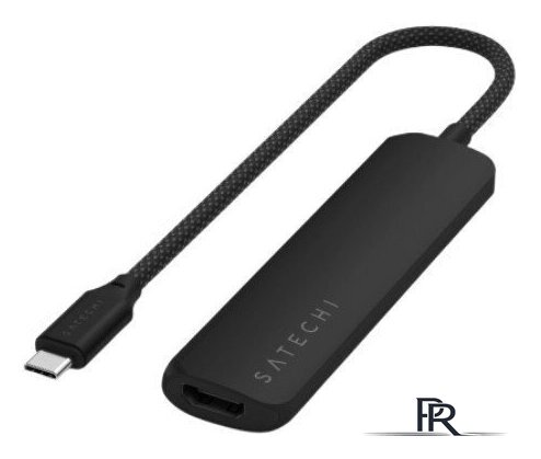 Док-станция Satechi 4-in-1 USB-C Slim Multiport Adapter 4K ST-P4SK (черный) - Изображение №1 — Интернет-магазин ПроЗаказ