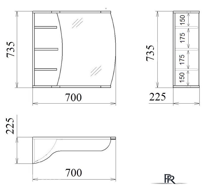  Гамма Шкаф с зеркалом 18м (белый) - Изображение №3 — Интернет-магазин ПроЗаказ
