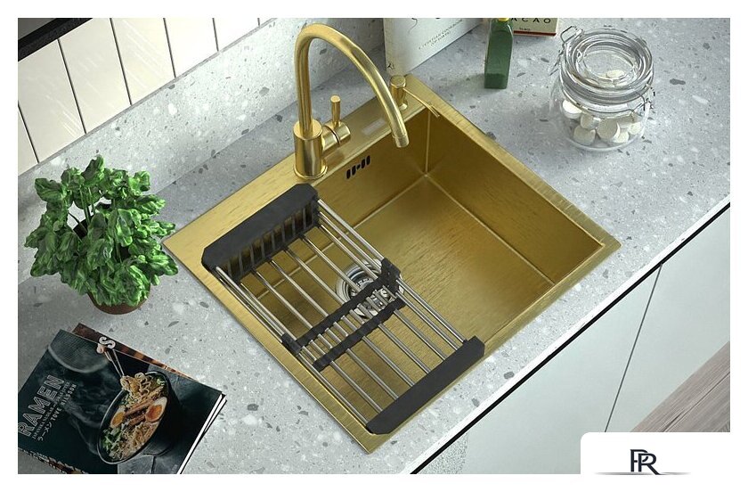 Кухонная мойка ARFEKA Eco AR 500*500 Golden PVD Nano - Изображение №6 — Интернет-магазин ПроЗаказ