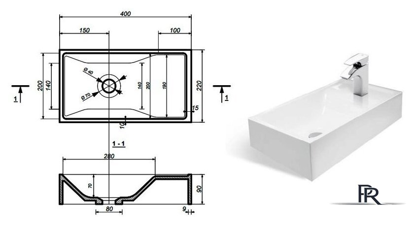 Умывальник Эстет Мини 40x22 1-0020 - Изображение №5 — Интернет-магазин ПроЗаказ