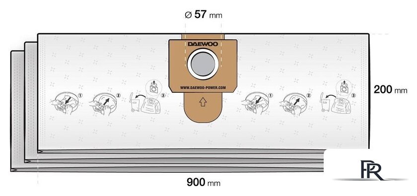 Фильтр-мешок Daewoo Power DAVC 20TBH (3 шт) - Изображение №2 — Интернет-магазин ПроЗаказ
