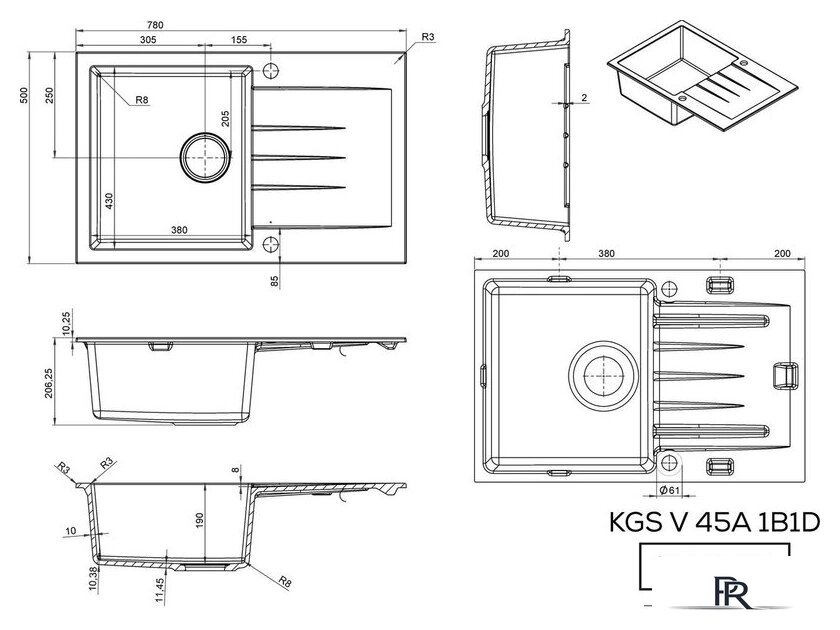 Кухонная мойка Kernau KGS V 45A 1B1D Graphite - Изображение №2 — Интернет-магазин ПроЗаказ