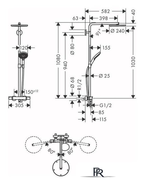 Душевая система  Hansgrohe Raindance Select S 27633670 (матовый черный) - Изображение №2 — Интернет-магазин ПроЗаказ