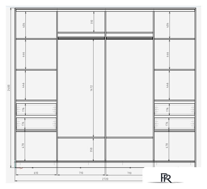 Шкаф-купе Рэйгрупп 272 YYX Elgon РГ-14.04 (ясень снежный/ясень снежный/хром) - Изображение №3 — Интернет-магазин ПроЗаказ