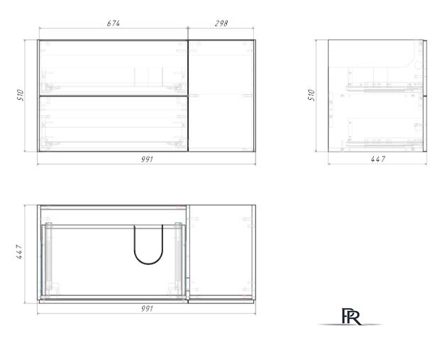  Grossman Тумба под умывальник Адель 100 см подвесная (белый) - Изображение №2 — Интернет-магазин ПроЗаказ