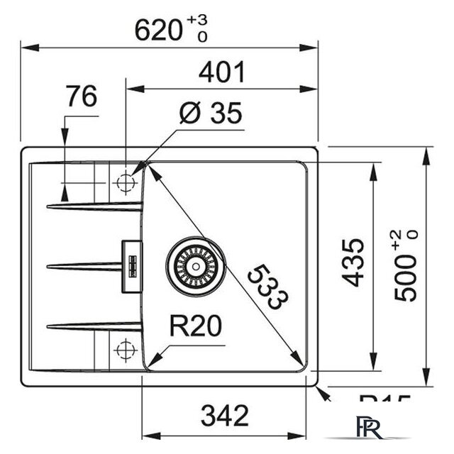 Кухонная мойка Franke Centro CNG 611/211-62 Fragranite 114.0639.680 (миндаль) - Изображение №2 — Интернет-магазин ПроЗаказ