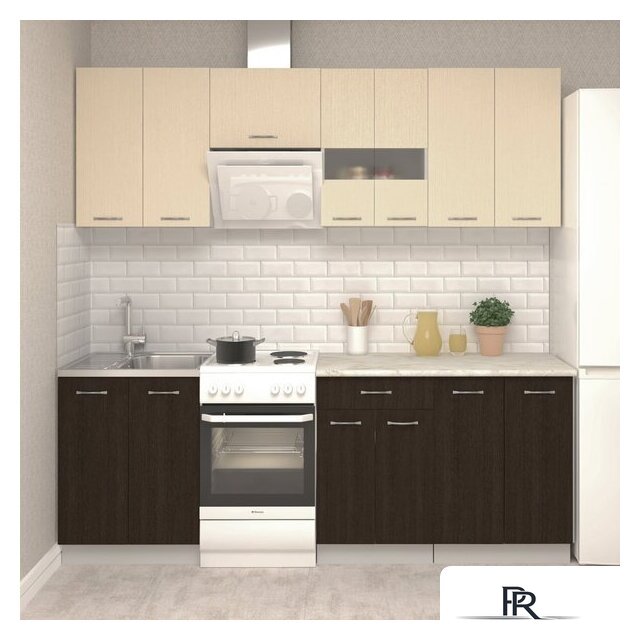 Готовая кухня Mio Tesoro Экстра-лайт 2.2 (венге светлый/венге/королевский опал) - Изображение №1 — Интернет-магазин ПроЗаказ