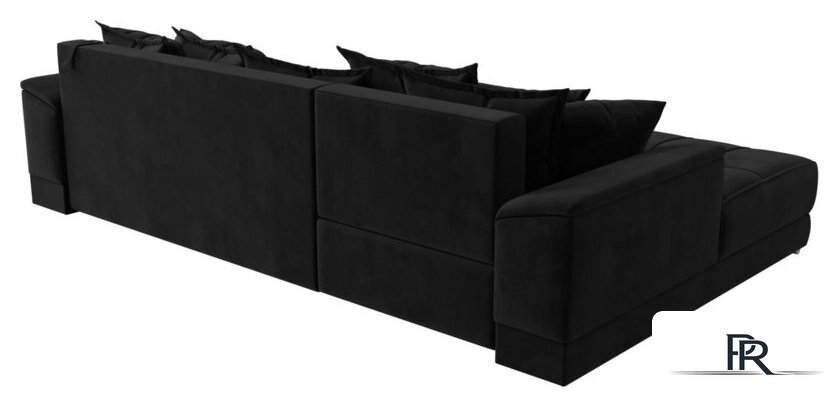 Угловой диван Лига диванов НордСтар левый 121112L (велюр черный/подушки велюр черный) - Изображение №8 — Интернет-магазин ПроЗаказ