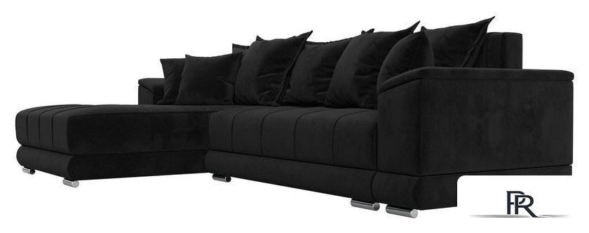 Угловой диван Лига диванов НордСтар левый 121112L (велюр черный/подушки велюр черный) - Изображение №4 — Интернет-магазин ПроЗаказ