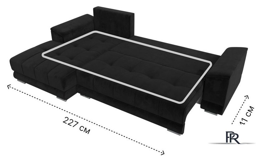 Угловой диван Лига диванов НордСтар левый 121112L (велюр черный/подушки велюр черный) - Изображение №10 — Интернет-магазин ПроЗаказ